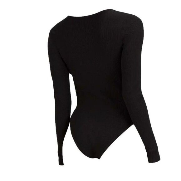 Lululemon Tight-Fit Long-Sleeve Knit Bodysuit Black ribbed size XXS NEW top - Picture 4 of 9